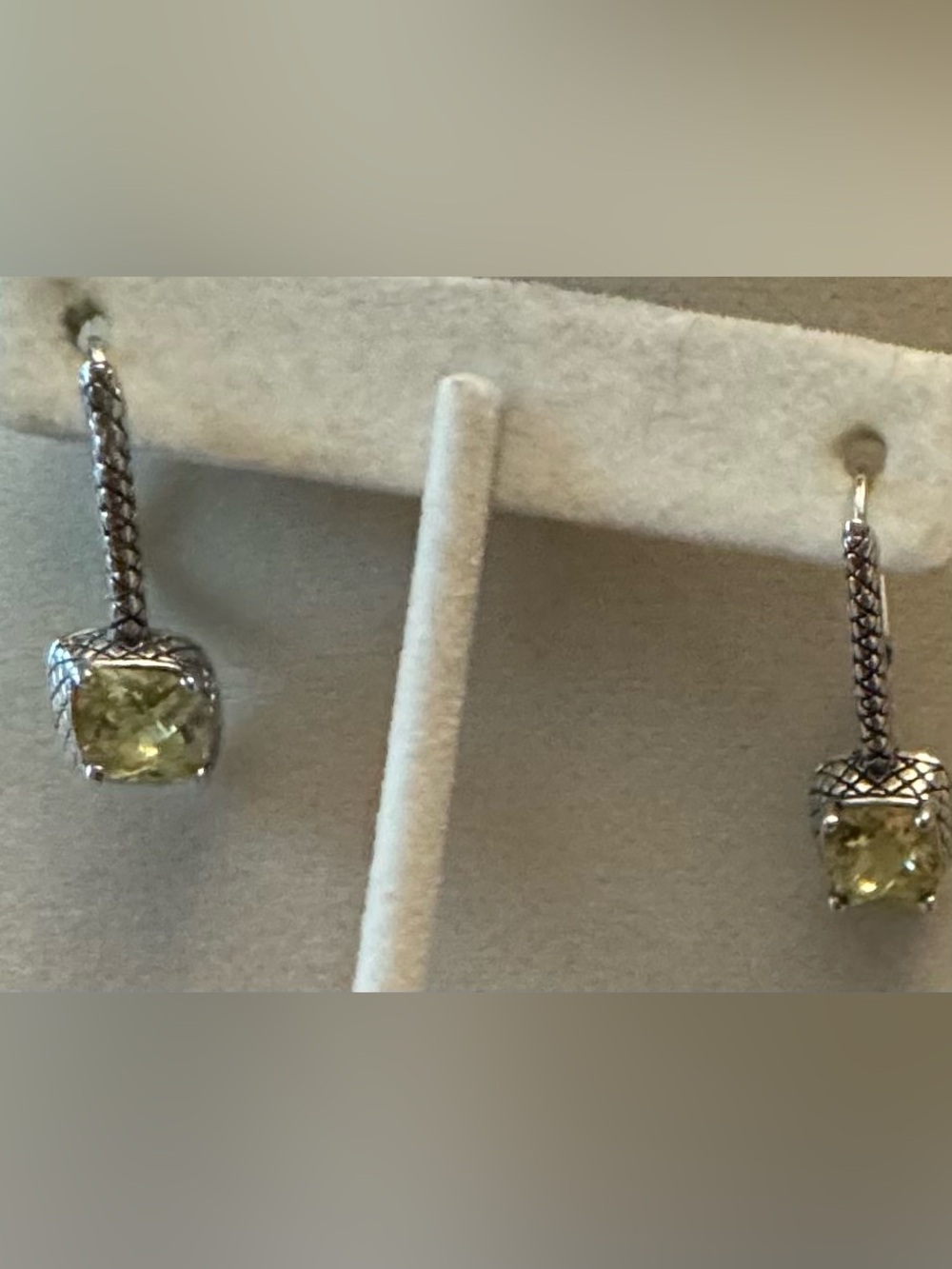 Park Lane Silver Earrings with Peridot Green Gemstones